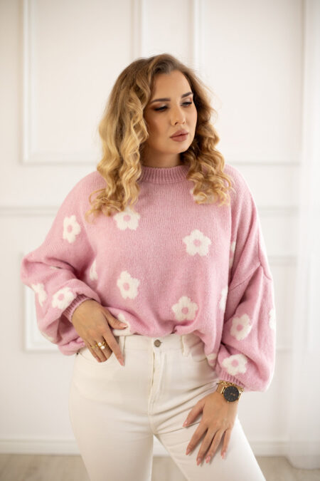 SWETER FLOWER RÓŻOWY - obrazek 4