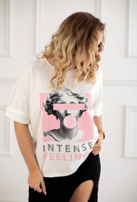 T-SHIRT INTENSE FEELING BIAŁY - obrazek 4